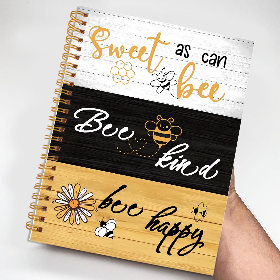 1pc5.5x8.3in Board Background with Three-color Font SWEET BEE Notebook Perfect Gifts Writing Notebook Diary NoteBook Bible Verse Office Stationery Birthday Christmas Gift 5.5x8.3in with 50 Pages