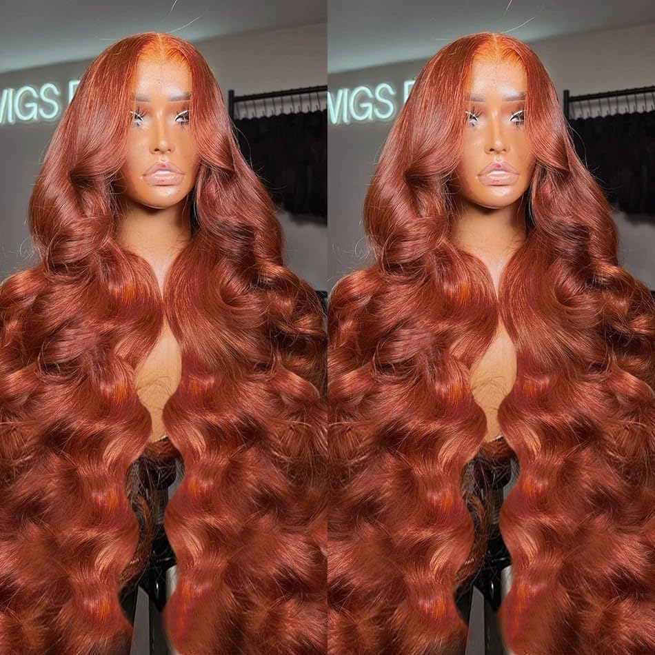 Bling Hair 180% Density Ginger Color Lace Front Wigs Human Hair Pre Plucked 13x4/6 Body Wave Copper Human Hair Lace Front Wigs for Women