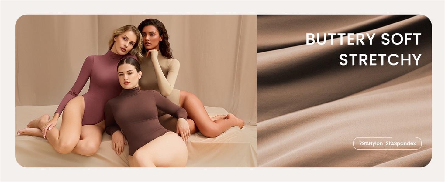 Avidlove Bodysuits for Women High Neck Long Sleeve Body Suits Snap Closure Double Lined Mock Neck Bodysuit Soft SpringStatements