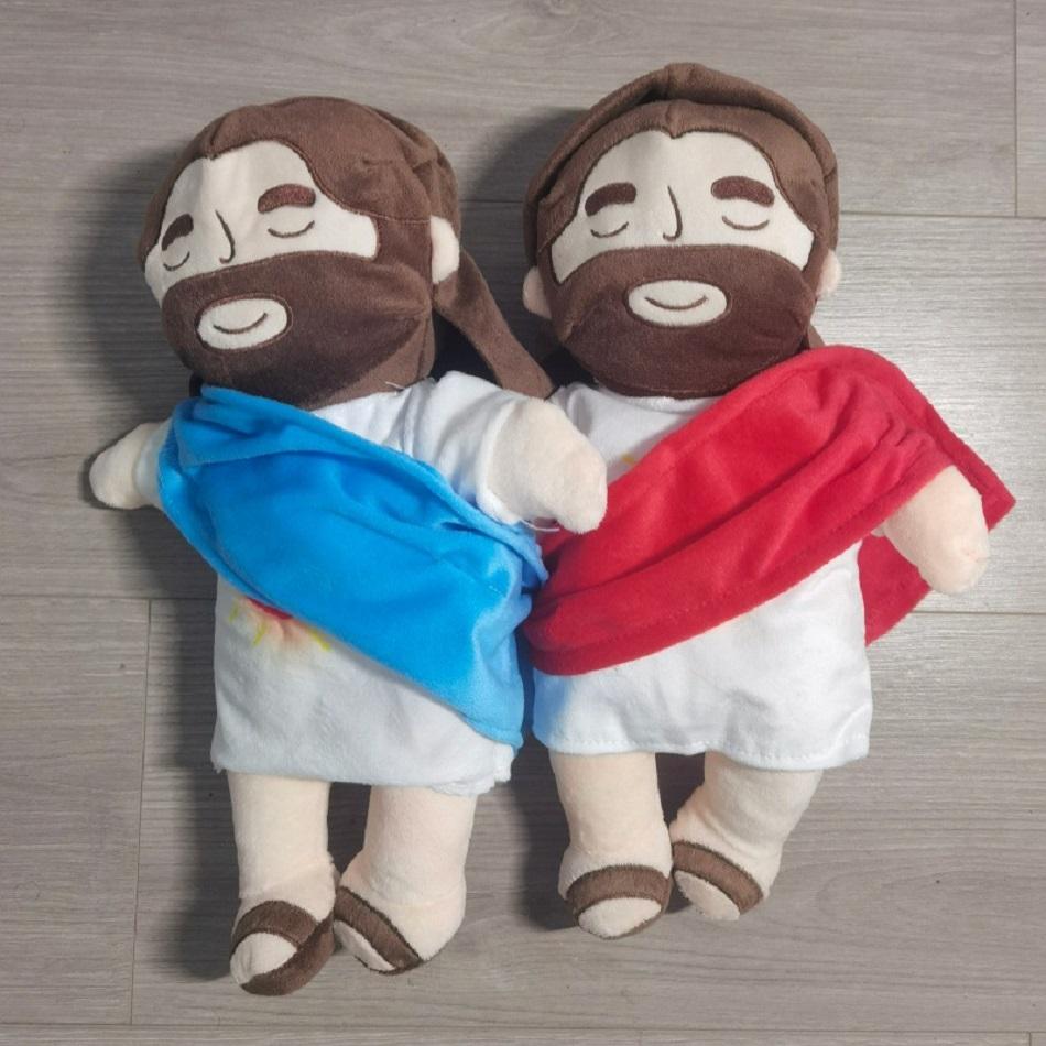 2026 New Children Music Soothing Breathing Doll Jesus Plush Toy Sleep Companion Toy Sound and Light Doll Holiday Gifts for Kids