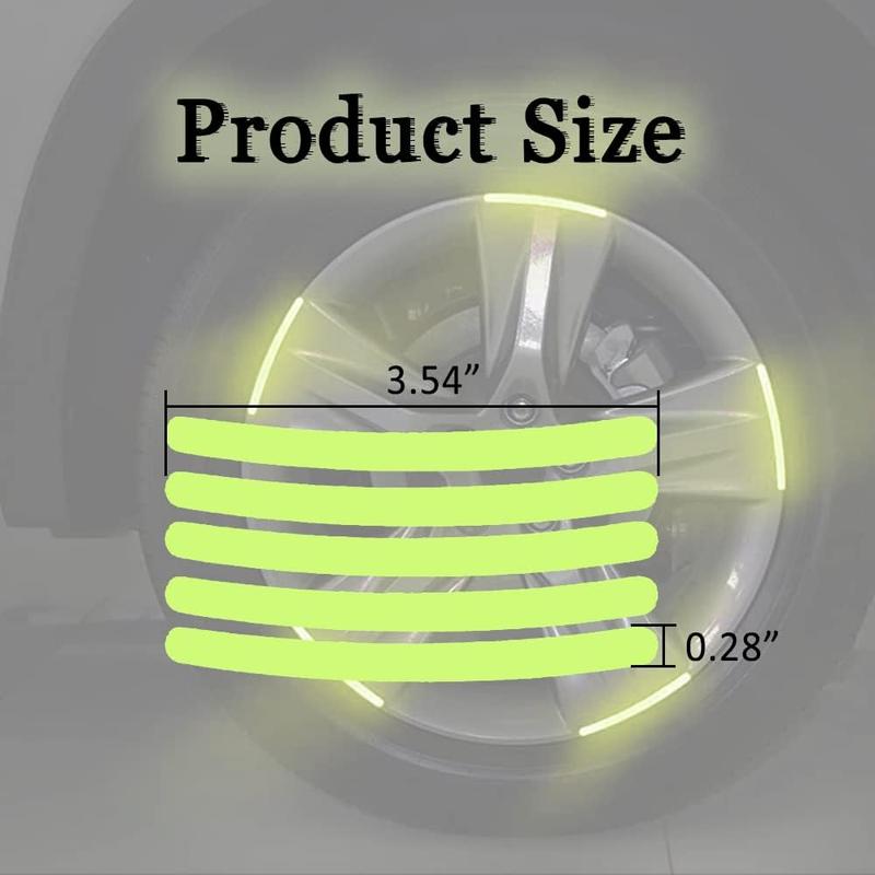 20 count Car Wheel Hub Reflective Sticker, Reflective Wheel Rim Stripe Decal Sticker, Reflective Wheel Rim Stripe Decal Sticker, Night Reflective Safety Decoration Strip for Cars, Trucks, Motorcycle (Luminous)