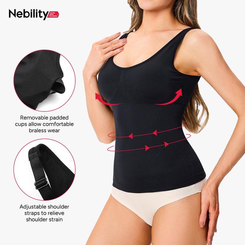 Nebility Waist Trainer for Women Corset Shapewear with Zipper Women's Waist Cincher Tank Top with Wide Shoulder Straps Basic Compression Body Shaping Underwear Womenswear