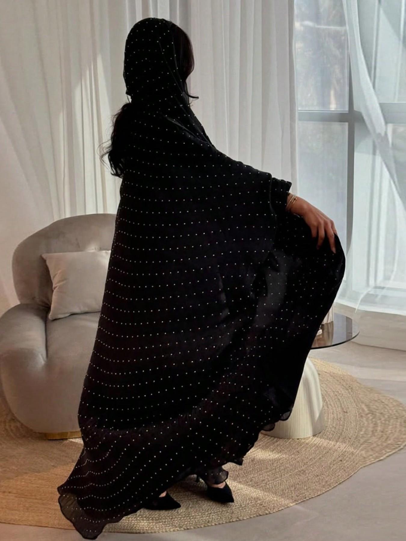 Hafizah Summer New Modest Cross-Border Embroidered Long Dress Outer Coat Set with Headscarf, Loose-Fitting Plain Outerwear, Islamic Clothing Set For Muslim