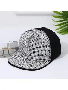 New fashion hip-hop hat with diamonds, flat-brimmed hat, heavy-duty diamond hat, festival party street hat