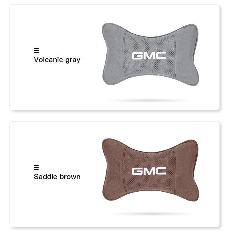 Car Suede Headrest Neck Support Auto Seat Accessories For GMC Terrain Sierra Canyon Yukon Acadia Savana Denali AT4 Granite