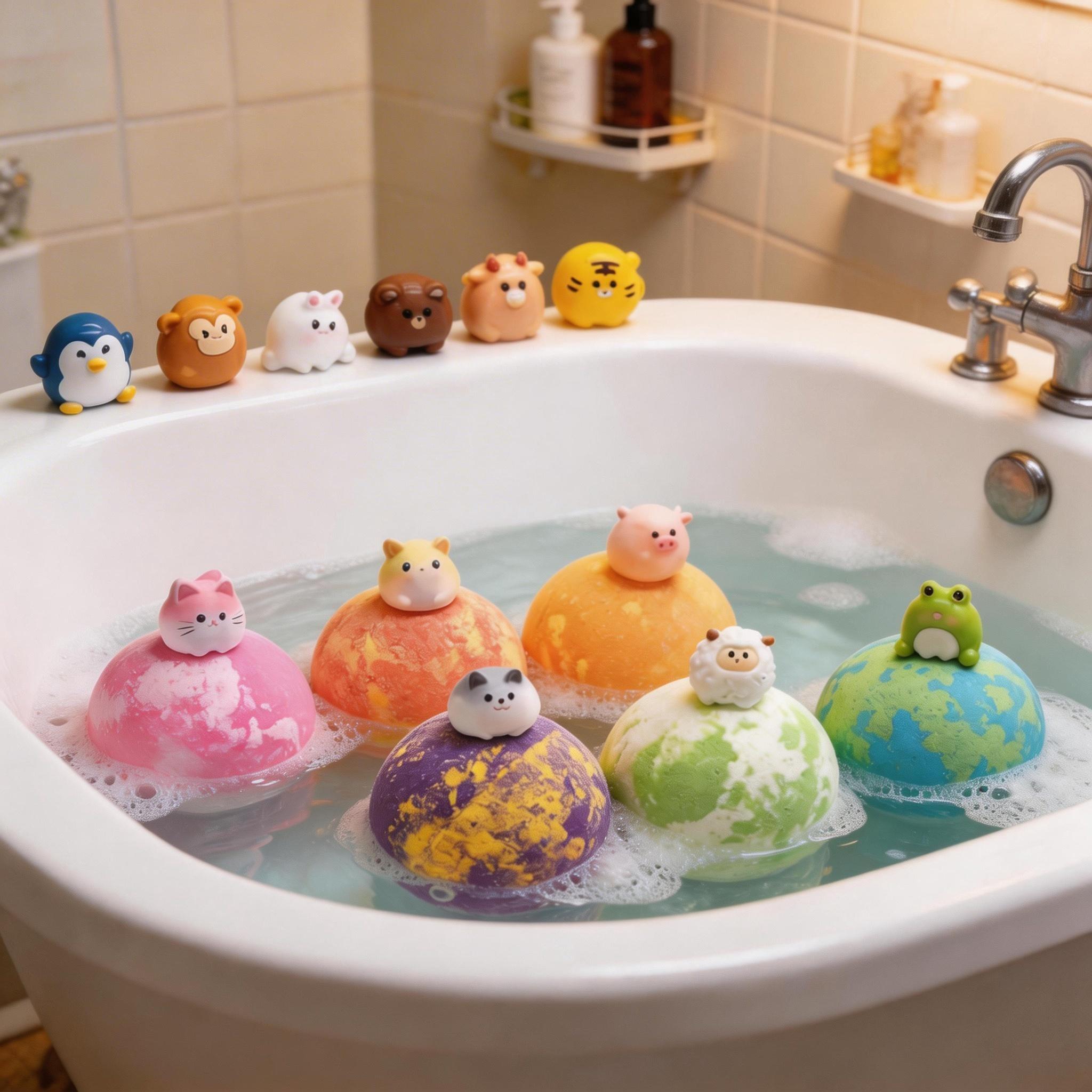 6pcs Bath Bombs Toy, Gentle Cleansing & Moisturizing, Relaxing Bubble Bath Balls, Baby Bath Time Fun, Stress Relief, Skin Care