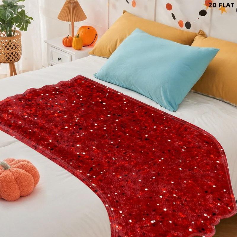 Sparkling Red Speckled Throw Blanket, Single - sided Printed, Multiple Specifications Available, Glittery Fabric Material, Ideal for Nap/Relaxation Scenes, Eye - catching & Vibrant Design