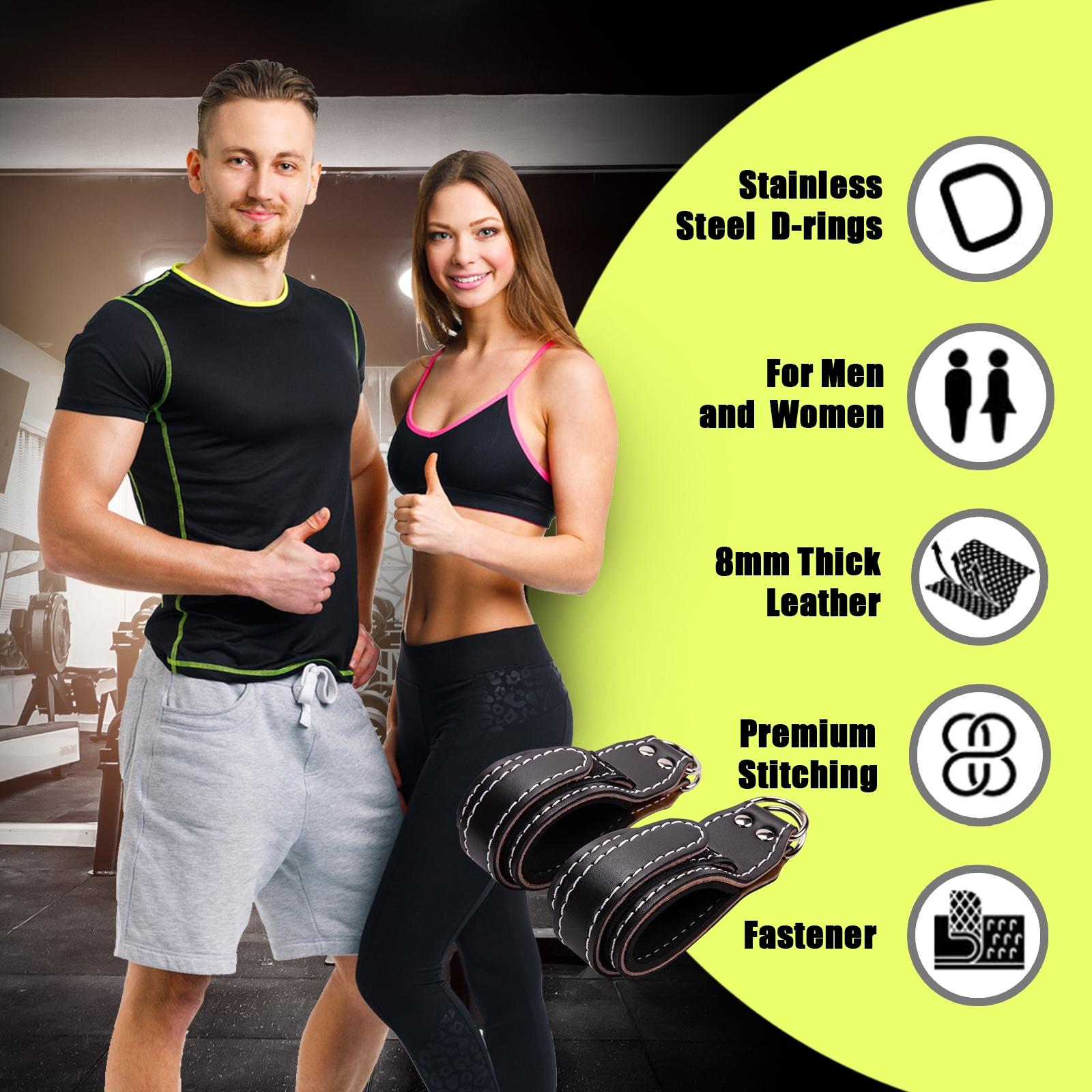 Ankle Straps for Fitness Equipment, Pair of Ankle Braces for Leg Exercises, Ideal for Kickboxing, Butt Training, Stretching, Bicep Curls