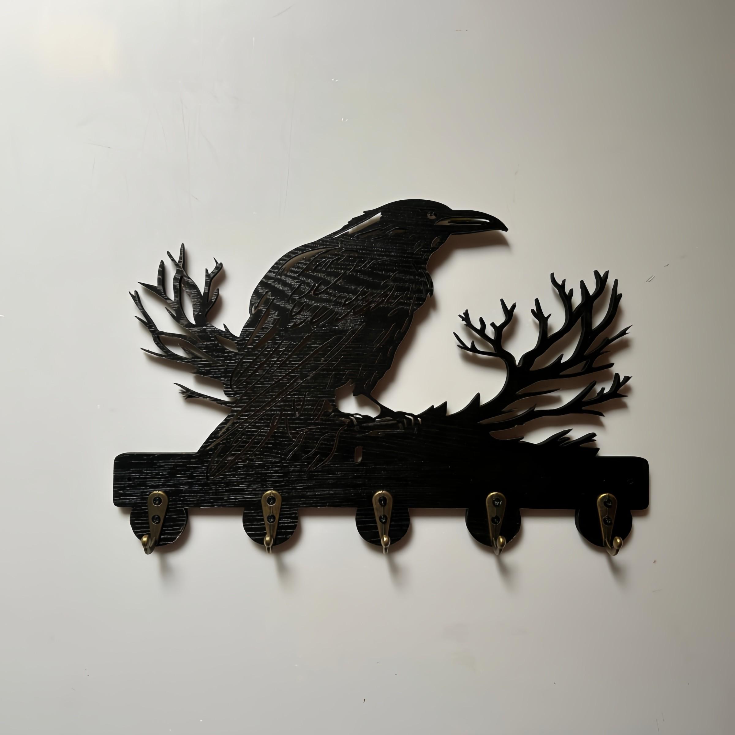 Creative Raven Theme Wall Hook, Perfect for Vintage and Industrial Styles, Hang Hats, Keys, Scarves, Bags, Masks, Organize Home Spaces