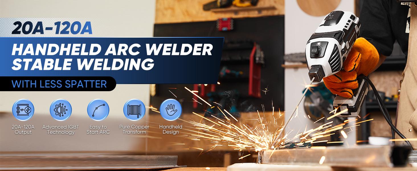 FIRMOAK Portable Electric Welding Machine,110V Portable Welder Handheld with IGBT Inverter 5 Variable Current Adjustment,Portable ARC Welder Gun, Fits for 3/32" Wire Rods Gift for Thanksgiving,Christmas,New Year