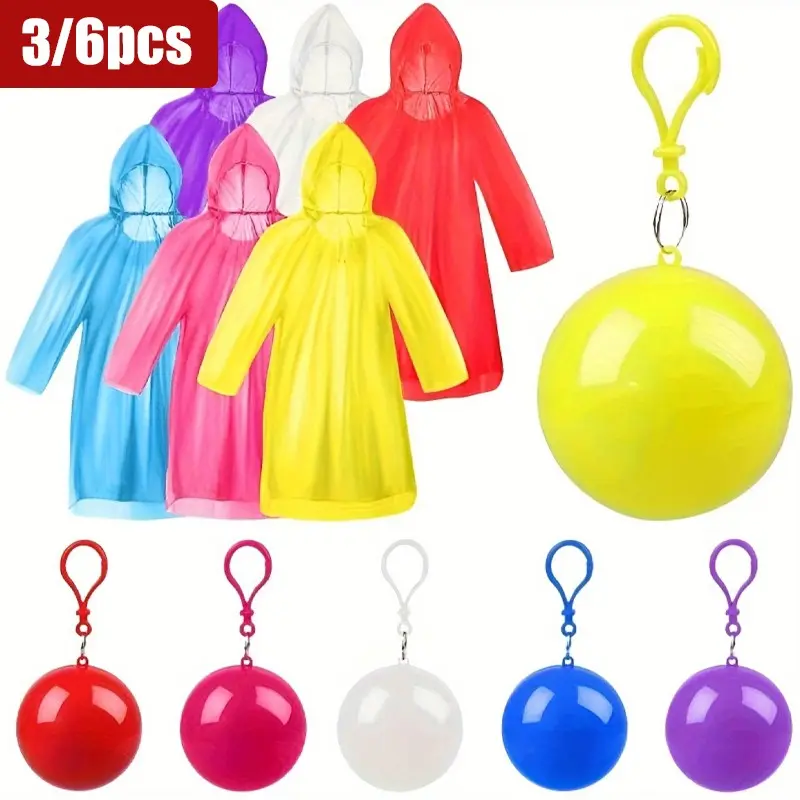 Outdoor Emergency Raincoat Set, Adult Disposable Rainproof Outdoor Waterproof Rain Poncho, Keychain Ball Portable Raincoat, Ideal for Hiking, Cycling, Amusement Parks