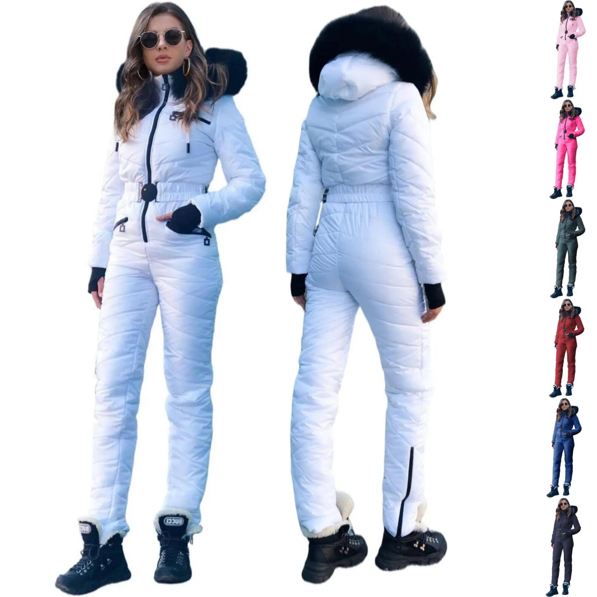 FMEYOA Womens Onesie Ski Suit Winter Outdoor Sports Waterproof Snowsuit Jumpsuits Jacket