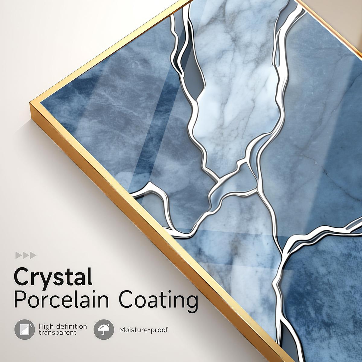 3 Counts Aluminum Alloy Framed Painting, Abstract Blue Marble Texture Art Pictures, Home Decoration For Living Room, Bedroom, Office, Restaurant, Hallway Wall Decor, Odorless Print Artwork, Luxury Perfect Gift For Friends And Family