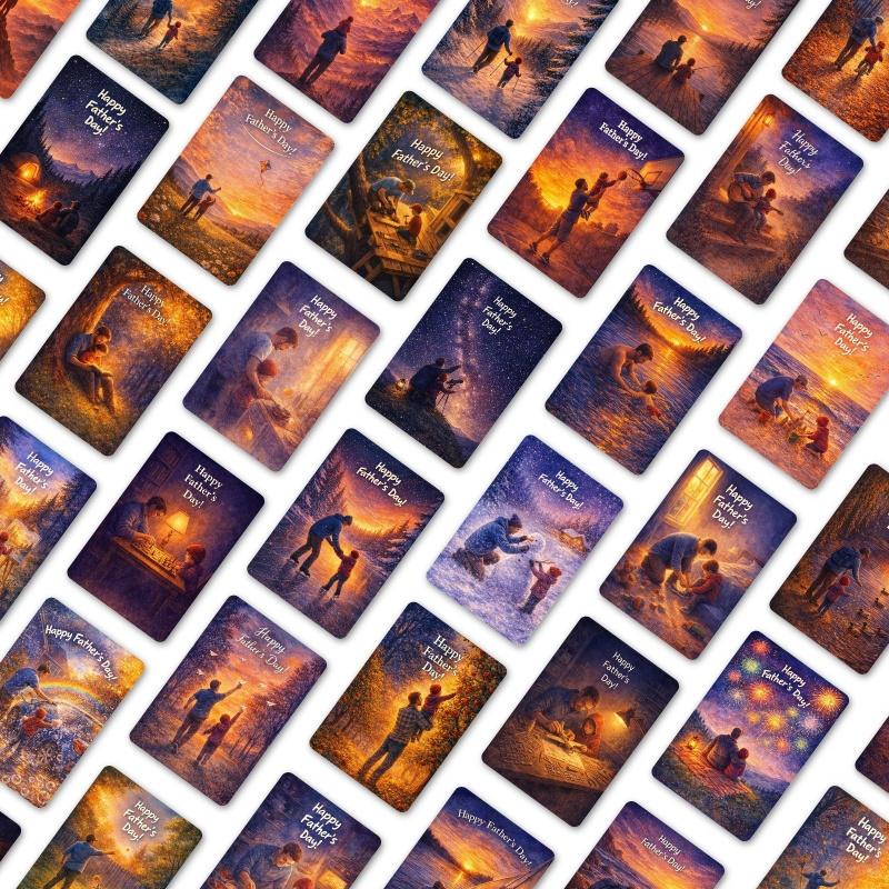 36-sheet Father's Day Card Set, Memorial Cards, Thank You Greeting Cards, Holiday Gift, Festival Postcards, Perfect for Dad