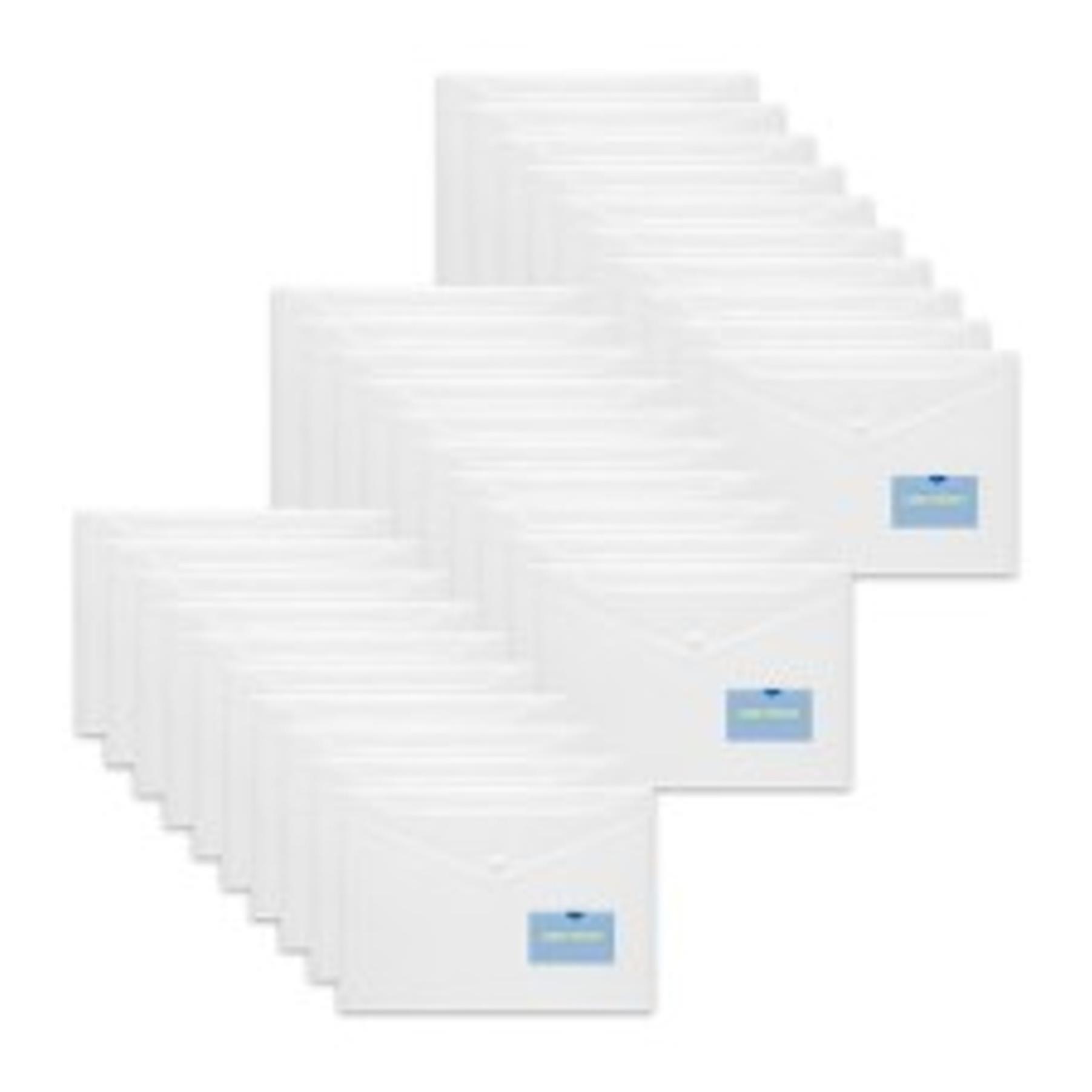 10 Pack Clear Plastic Envelopes with Snap Closure & Label Pocket, Reusable Waterproof Poly Envelopes for A4, US Letter Size, Important Document