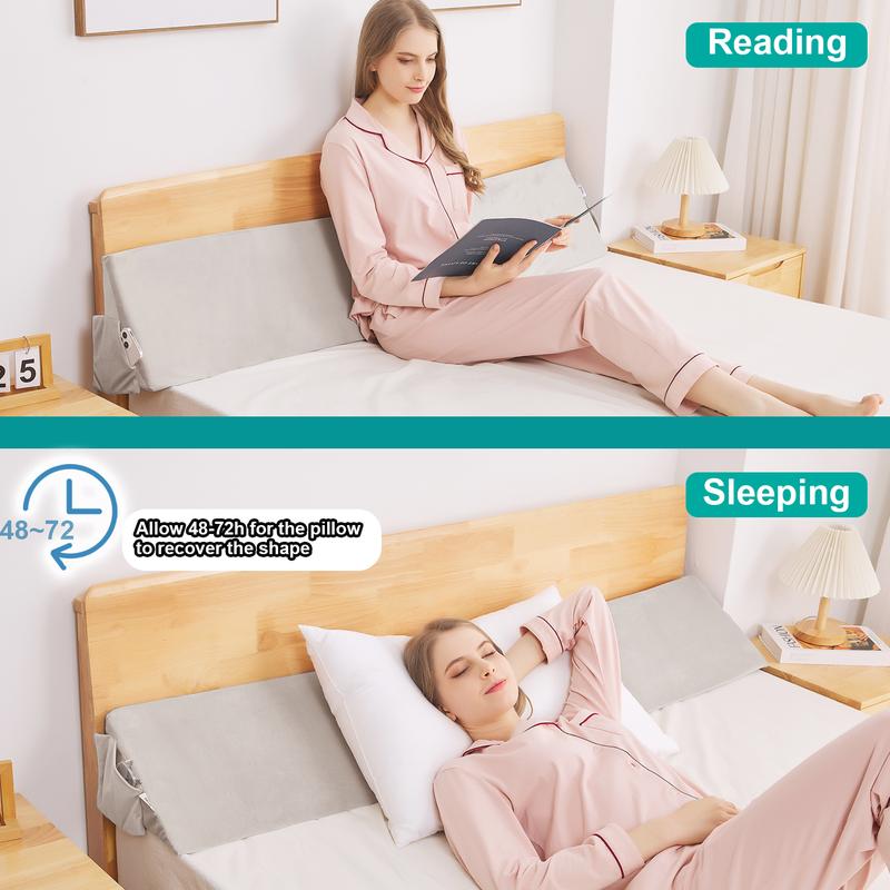 TokSay Wedge Pillow For Headboard Bed Gap Filler Between Mattress And Headboard Adjustable High-Density Memory Foam Contoured Supportive Sleep Reading