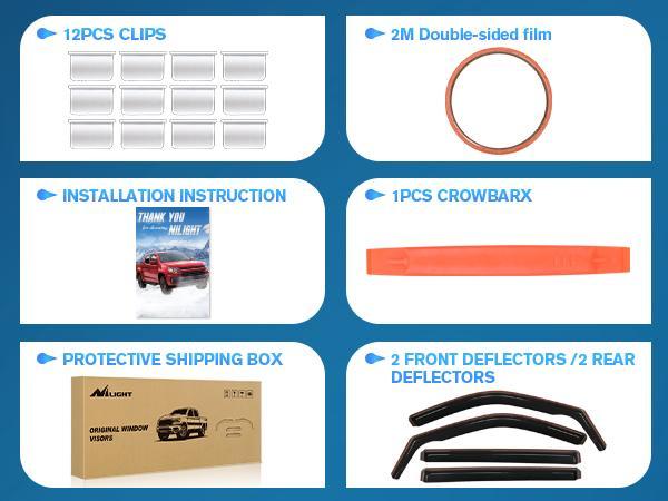 Nilight in Channel Window Deflectors for Toyota Tundra 2022 2023 2024 2025 Double Cab Vent Window Visors, Rain Guards-4PCS Car Accessories Truck Automotive Vehicle  dealsforyoudays