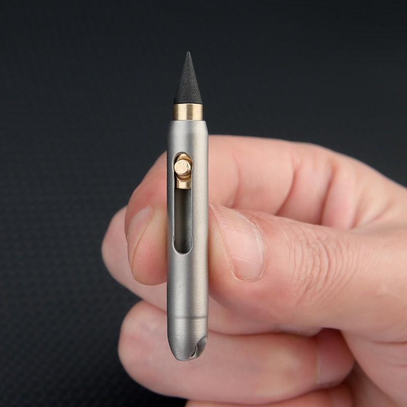 Titanium Alloy Mini Pencil Erasable Replaceable Tip Keychain Pendant Portable Pocket Pen Emergency Writing Tool