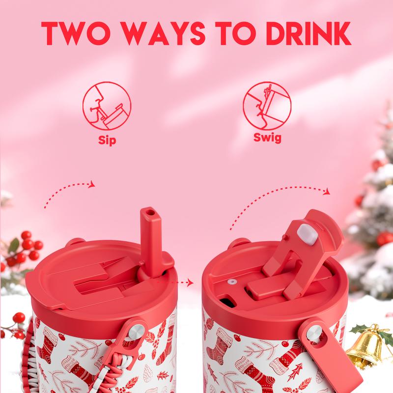 【Meoky】32oz&40oz Tumbler with Handle and Straw,Hot Water Mug, Insulated Water Bottle, Stainless Steel Travel Mug, Keeps Cold, Fits in Car Cup Holder,Christmas Gift