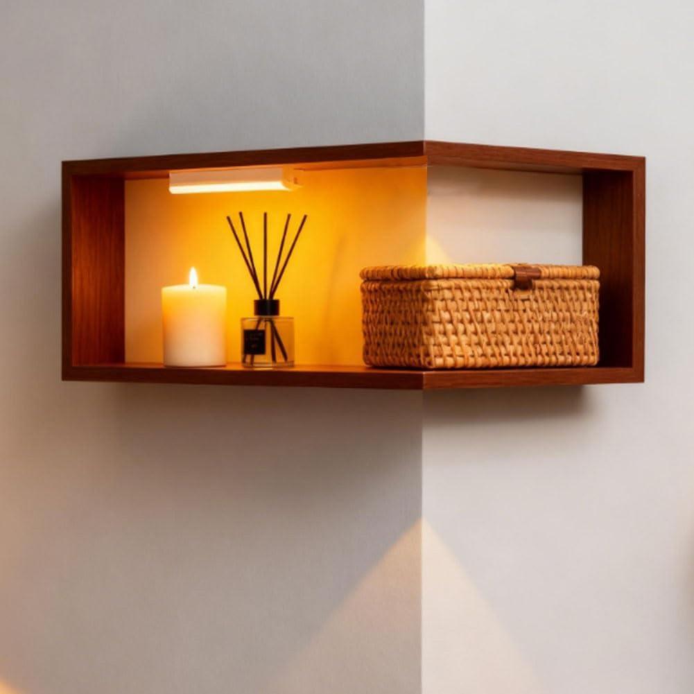 No Drilling LED Corner Shelf, Warm Light L-Shaped Display Rack, Ideal for Blind Box, Small Statues, and Aesthetic Room Decor