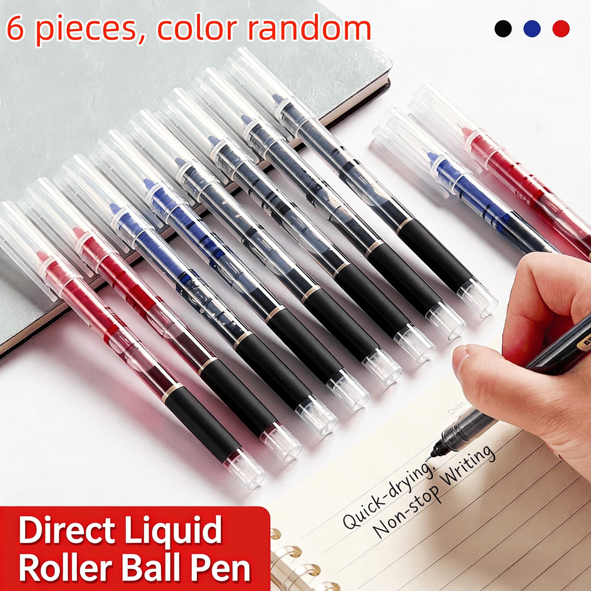 6-Pack Liquid Ink Pens, 0.5mm Needle Tip, Quick-Dry Ink, Large Capacity, Smooth Writing, Ideal for Students and Office Use