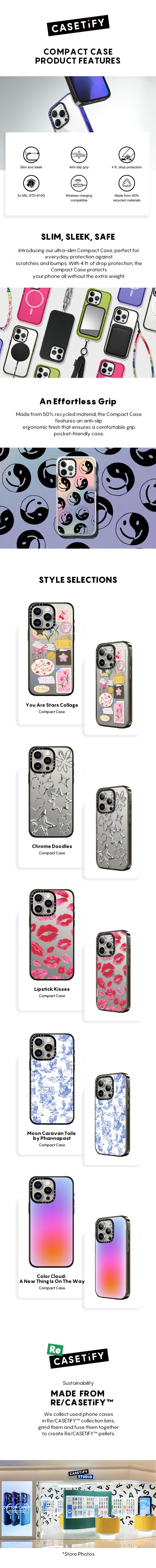 CASETiFY Compact Case for iPhone 16/15/14 Series [2X Military Grade Drop Tested / 4ft Drop Protection] - Black