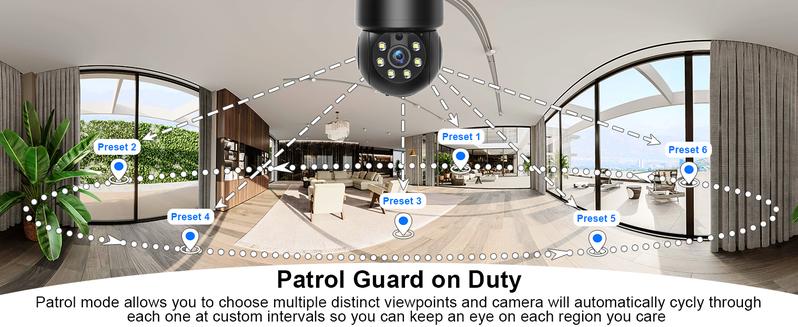 Wireless 360° PTZ Light Bulb Security Camera with 2K Color Night Vision, AI Human Detection, Alexa Compatibility