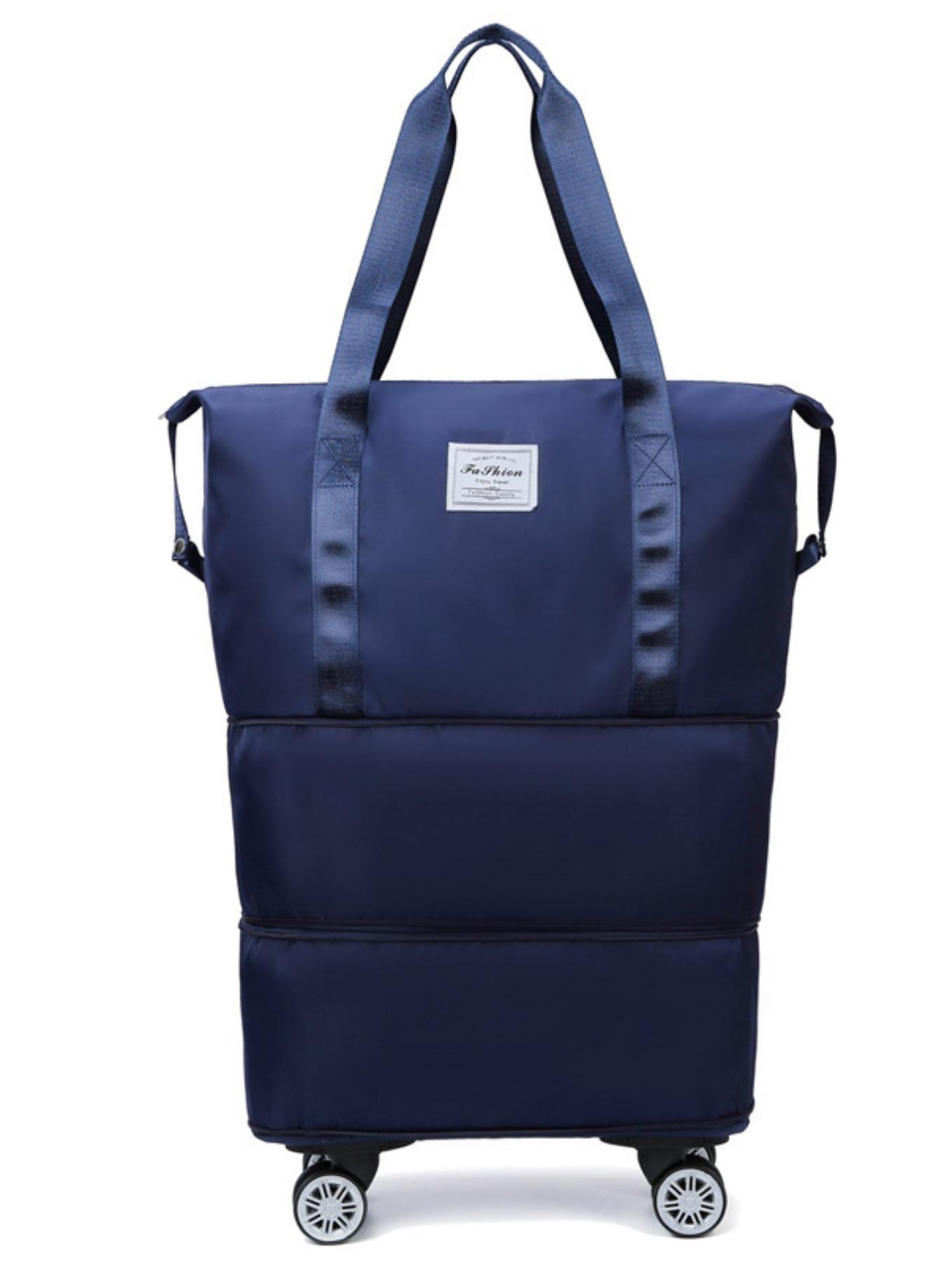 Large Capacity Travel Bag with Wheels, Student Business Trip Organizer, Waterproof Dry Wet Separation, Expandable Luggage Bag