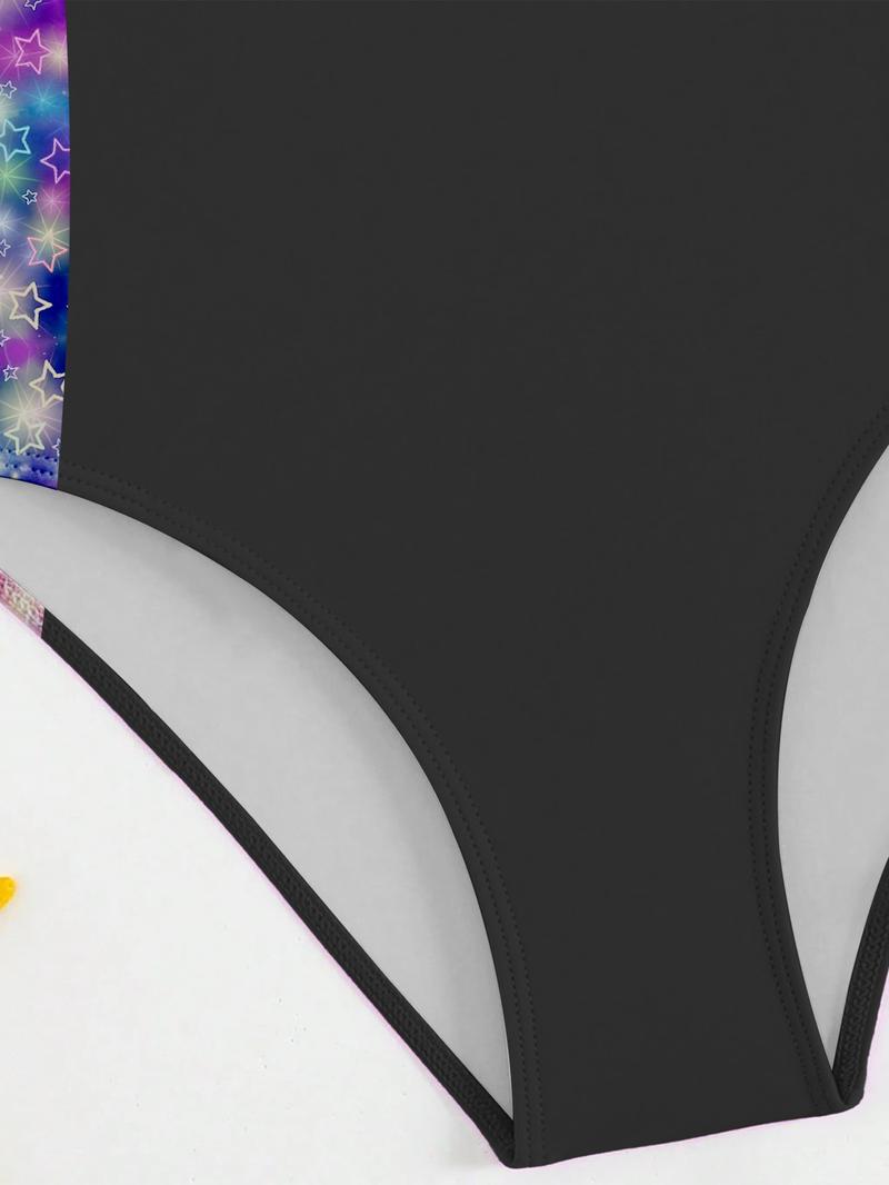 K-Pop Hunter Girl Swimsuit Set, Starry Gradient Two-Piece, Shiny Sweet Cool Separated Swimwear for Women, Tankini With Shorts