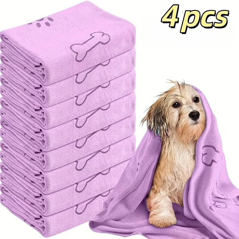 4-Pack Dog Towels, Quick-Dry Microfiber Pet Bath Towels, Medium Size, Durable and Easy to Use, Ideal for Dogs and Cats
