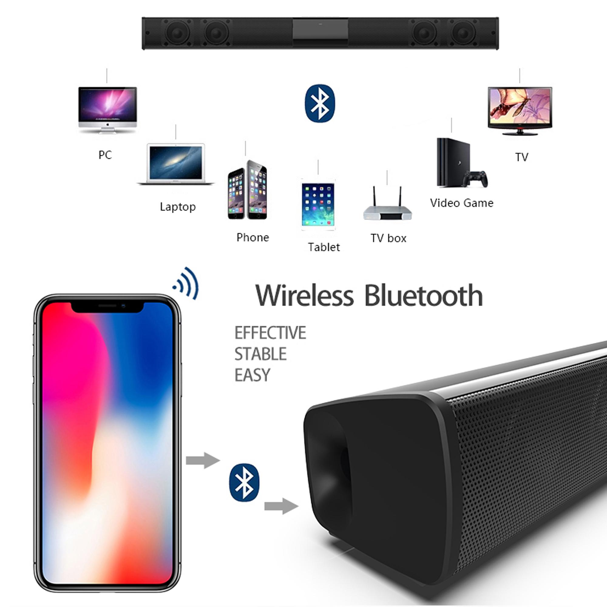 1pc Digital 2.0 Surround Sound Bar for Smart TV, High Power 4 Speaker System Bathroom Radio - Wireless Enhanced Home Theater System with Adjustable Speakers & Subwoofer, Can Be Used for PC Games Projectors, Remote Control