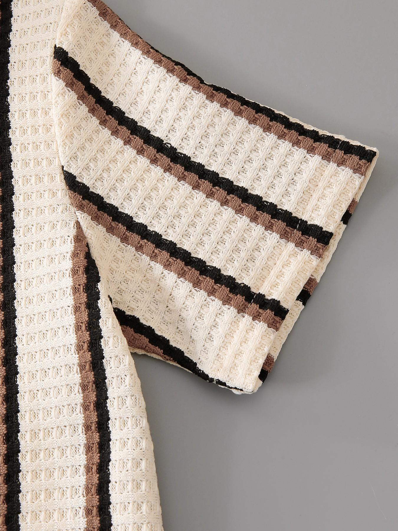 Boys' Summer New Set, Fashion Striped Button Shirt with Lightweight Breathable Shorts, Casual Loose-Fit Suit, Perfect Gift Option