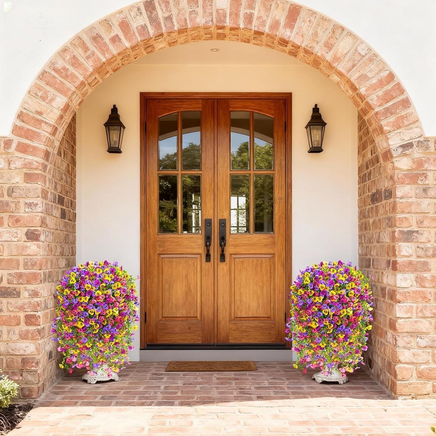 Artificial Fake Hanging Flowers for Outdoors Planters,6PCS Artificial Flower Set UV Resistant Faux Pansy Spring Flowers for Outside Porch Patio Garden Window Box Flower Arrangements (Mixed Colors) #GLOBAL PICKS