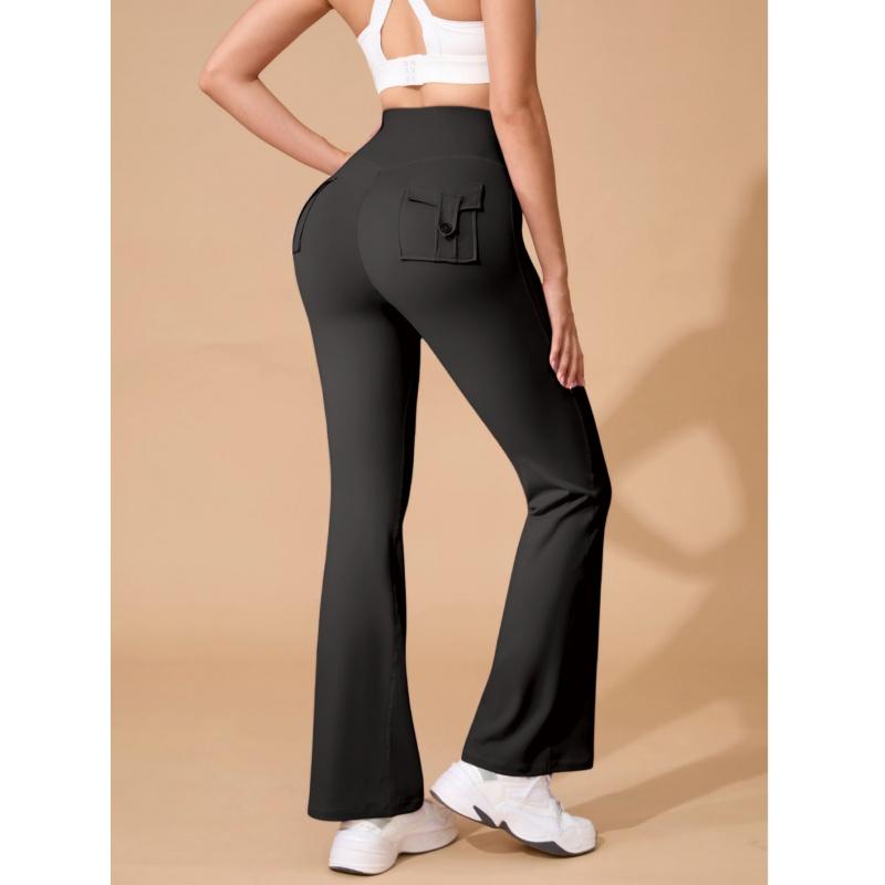 High Waist Yoga Pants with Phone Pocket| Butt Lifting Micro Flare Leggings No Chafing Workout Leggings