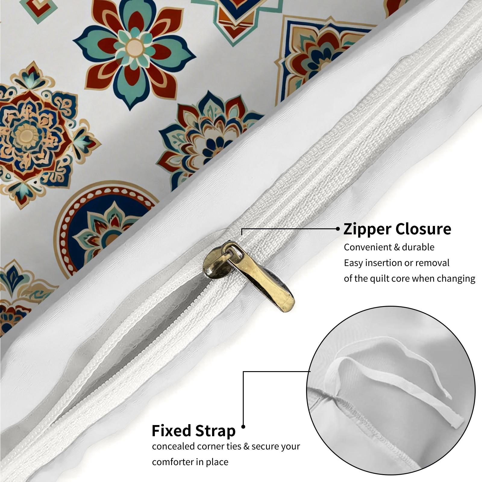 2/3 Pack Boho Mandala Print Duvet Cover Set, Vintage Floral Style Bedding, Soft & Breathable Bed Set with Zipper Closure for Bedroom & Guest Room, Suitable for All Seasons (No Insert)