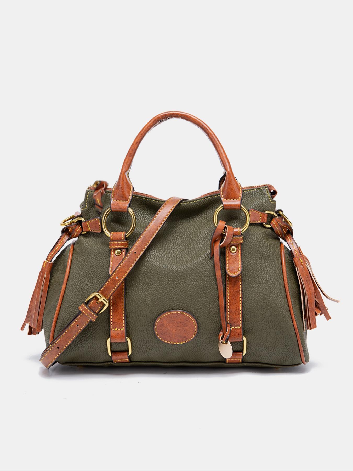 1 Piece Women's Fashionable Simple Color Tote Bag, Crossbody Tote Bag, Fashionable Large Capacity Tote Bag for Women & Men, Retro Bag for Commuters and Students