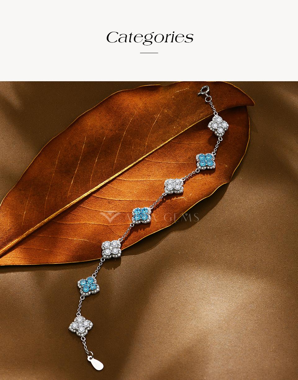 Synthetic Moissanite Bracelet Blue Zircon Pink Zircon Colorful Luxury Jewelry for Women Girls Engagement Birthday Springtok Outdoorfun Gift B021 SpringStatements