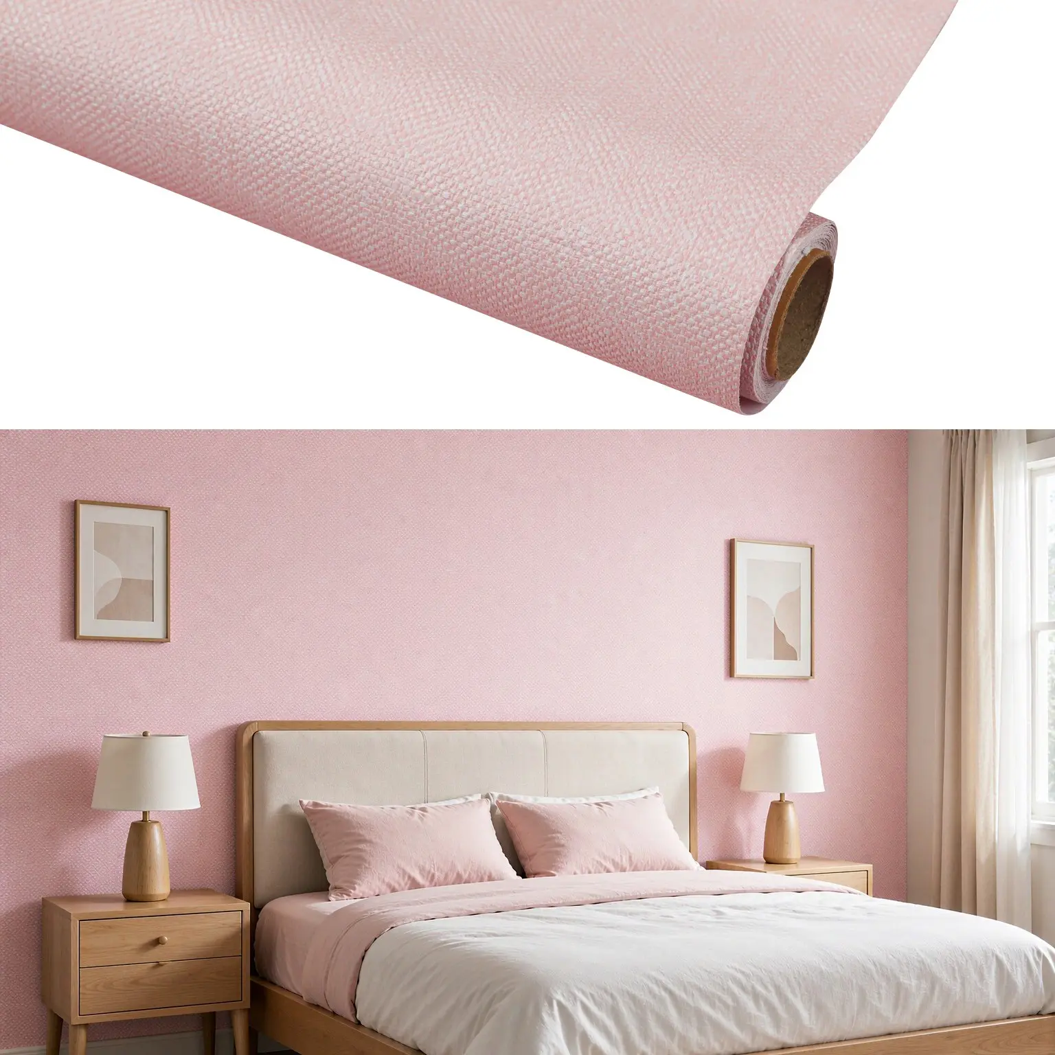 Solid Color Linen Texture Peel-And-Stick Wallpaper, Self-Adhesive Removable Roll, Ideal for Bedroom and Living Room Decor, 3 Colors Available, Stick on Wallpaper