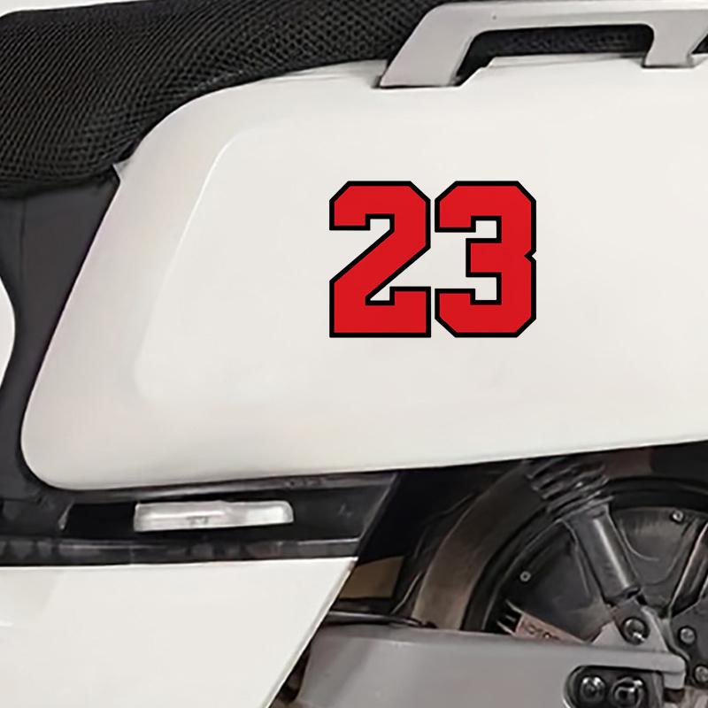 Red Vinyl Sticker with "23" Design - Self Adhesive, Matte Surface, Cartoon Anime Style - Suitable for Laptops, Water Bottles