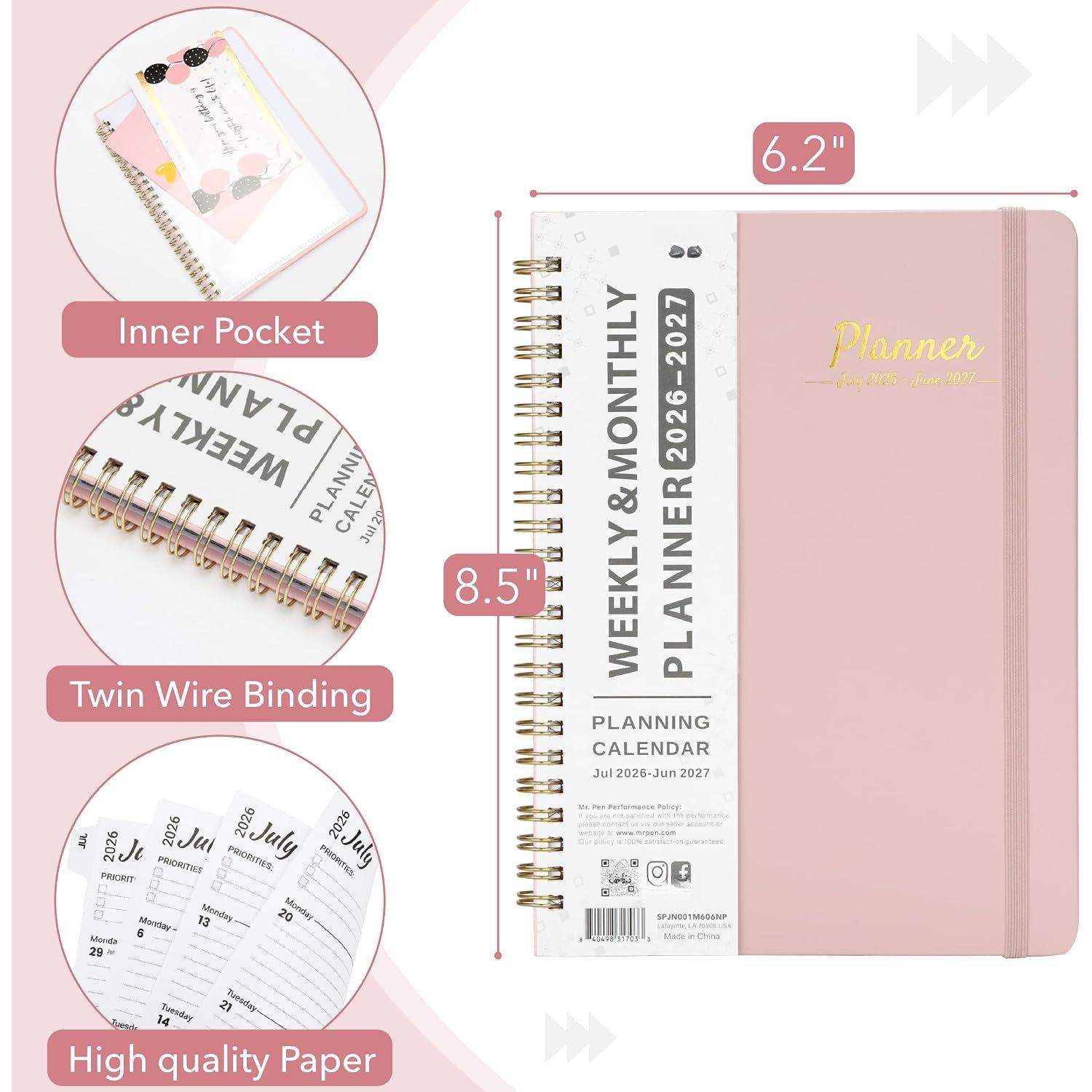 - Planner 2026-2027, A5 (6.2" x 8.5"), July 2026 - June 2027 | Academic Year Monthly and Weekly Calendar Planner with Laminated Tabs, Planning Agenda Book for School & Office Supplies