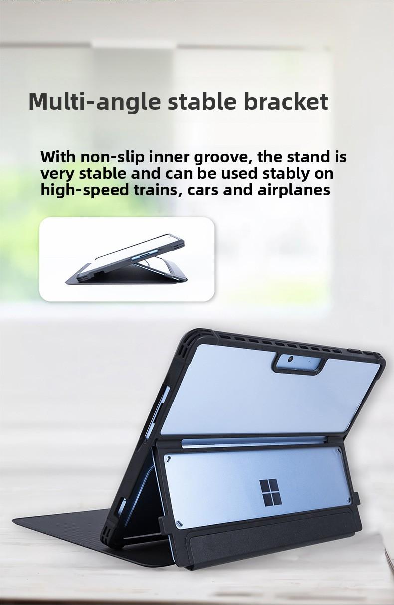 Shockproof Silicone Case for Microsoft Surface Pro 9/10/11, Full Body Protective Cover with Built-in Stand, Compatible with Type Cover Keyboard, Anti-Scratch Rugged TPU Shell for 12.9 Inch Surface Tablet