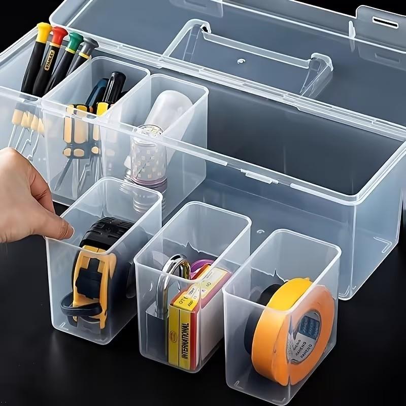 Detachable Layer Tool Storage Box, Multifunctional Plastic Hardware Organizer, Compact Portable Case for Home Garage Car Tools Management, Toolbox Storage Box