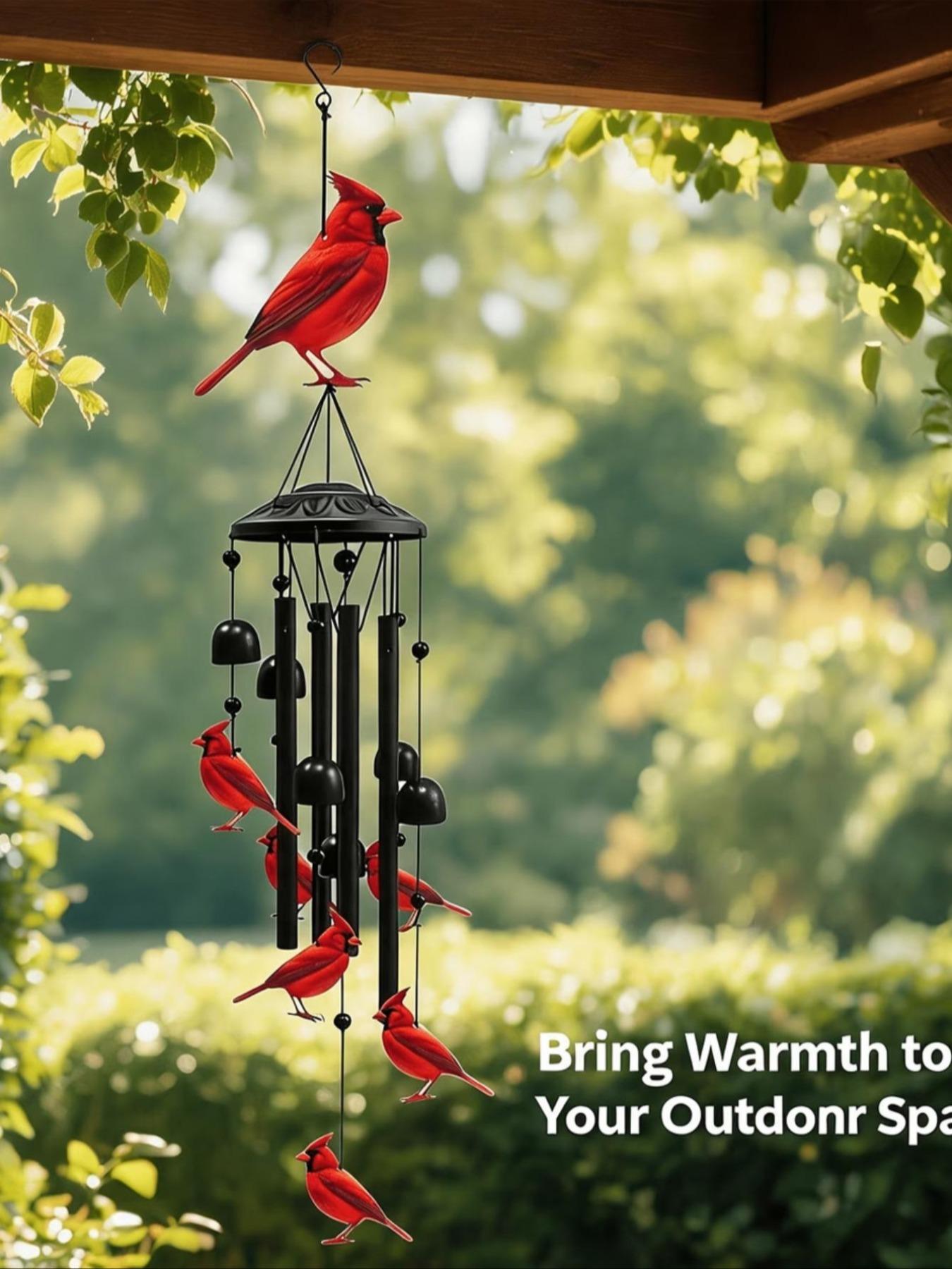 36-Inch Outdoor Hummingbird Wind Chime, Metal Garden Pavilion Decoration, Durable, Gift for Men Women, with Greeting Card