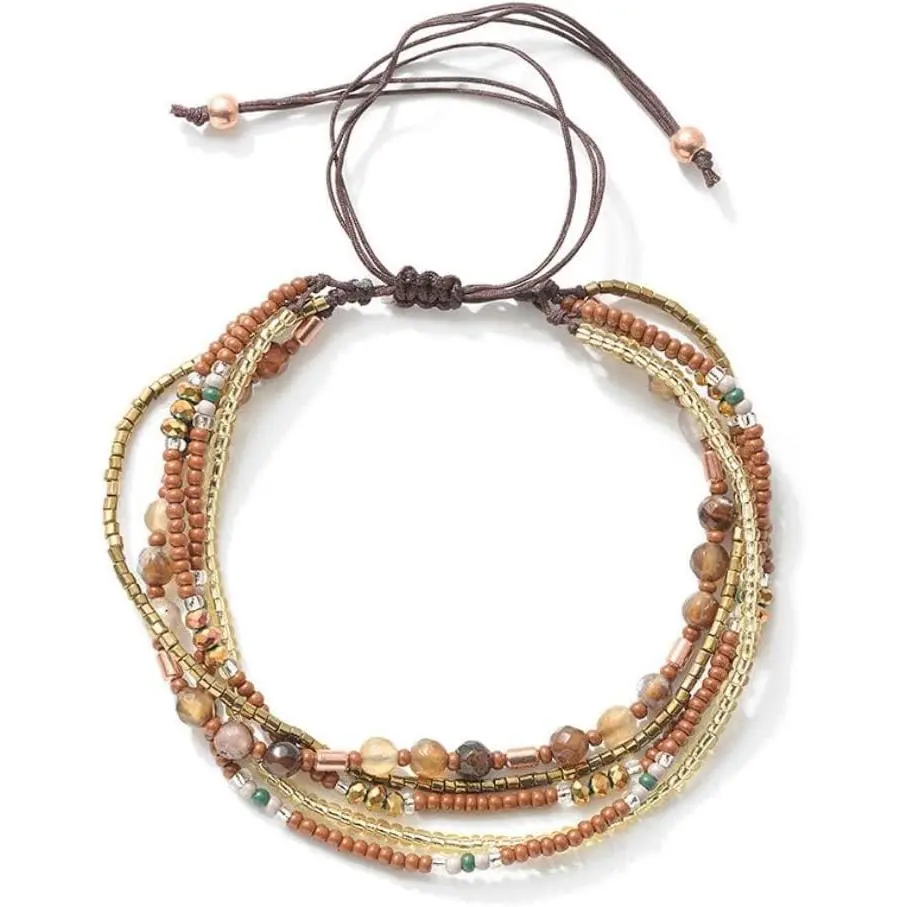 Boho Braided Beaded Ankle Bracelets Handmade Adjustable Beach Wrap Bracelet Draw String Anklets Bracelets Gifts for Women