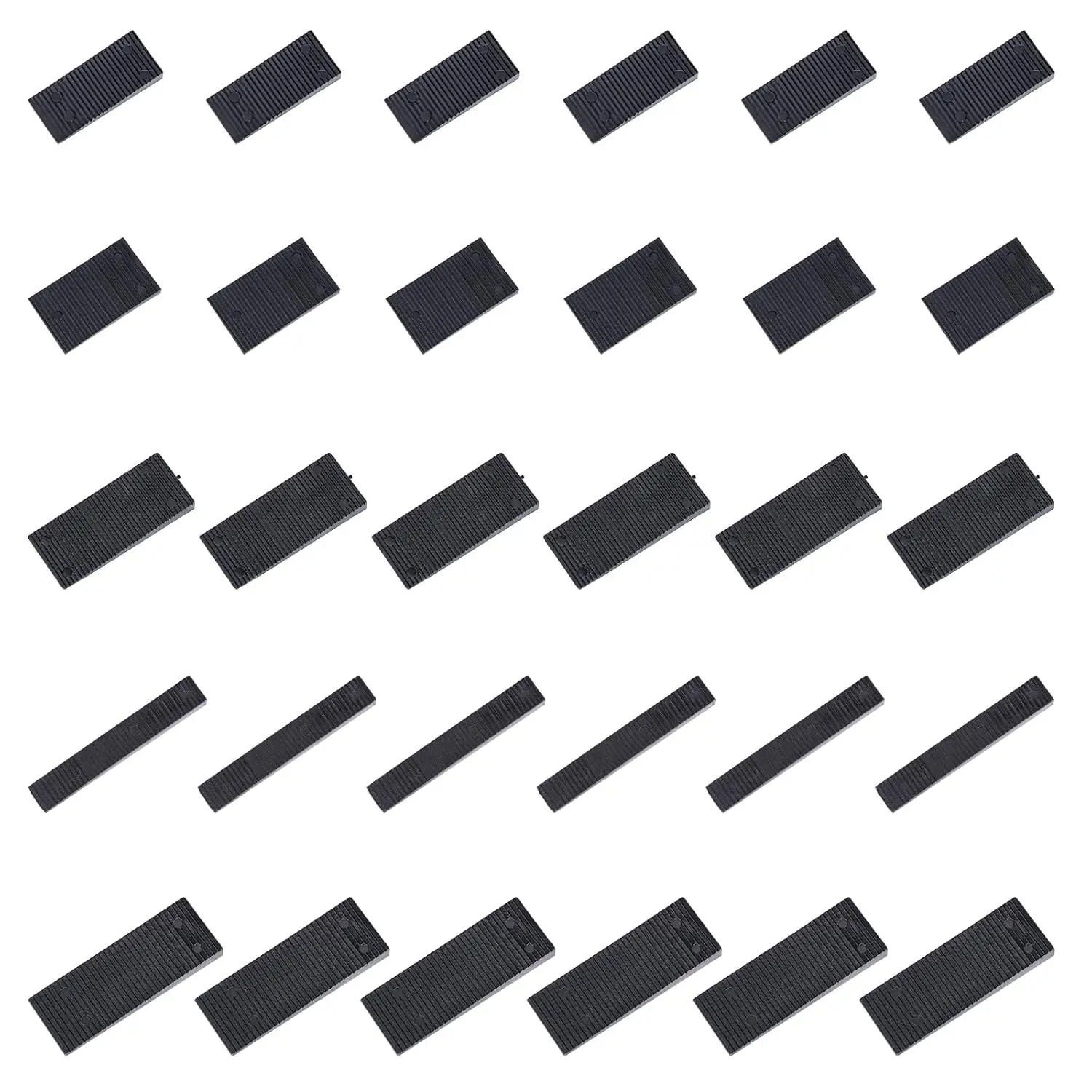 30-Pack Black Plastic Furniture Shims in 5 Sizes for Leveling - Heavy-Duty Wedges for Toilets, Doors, Windows, Sheds, and Tables - Easy to Snap and Cut-to-Fit