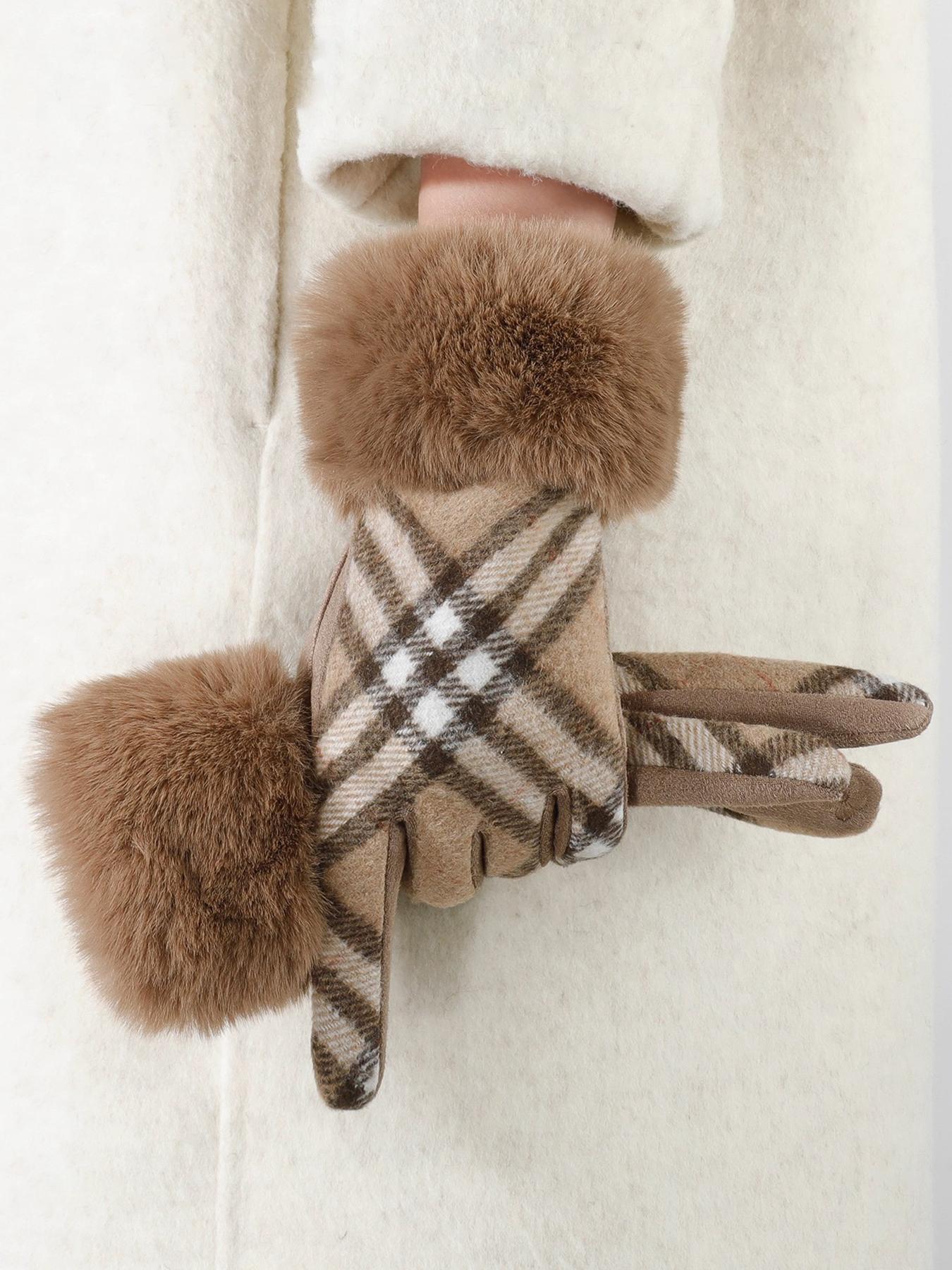 Women's Thickened Winter Gloves, Windproof & Warm Cycling Mitts, British Style Fall & Winter Handwear, 1pcs