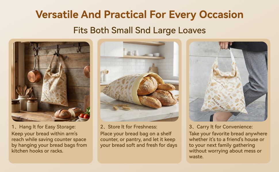 Bread Bag for Homemade Bread - 2 Packs XL Reusable Organic Beeswax Natural Cotton Sourdough Bag, Homesteading Sourdough Bags with Sealing Zip to Keep Fresh(13*17 Inches)