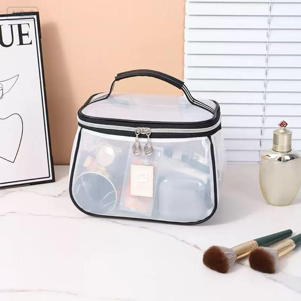 New Portable Transparent Makeup Bag, Transparent Vanity Bag, Large Capacity Waterproof Travel Cosmetic Organizer, Ideal for Holidays and Dates, Non-Toxic Material