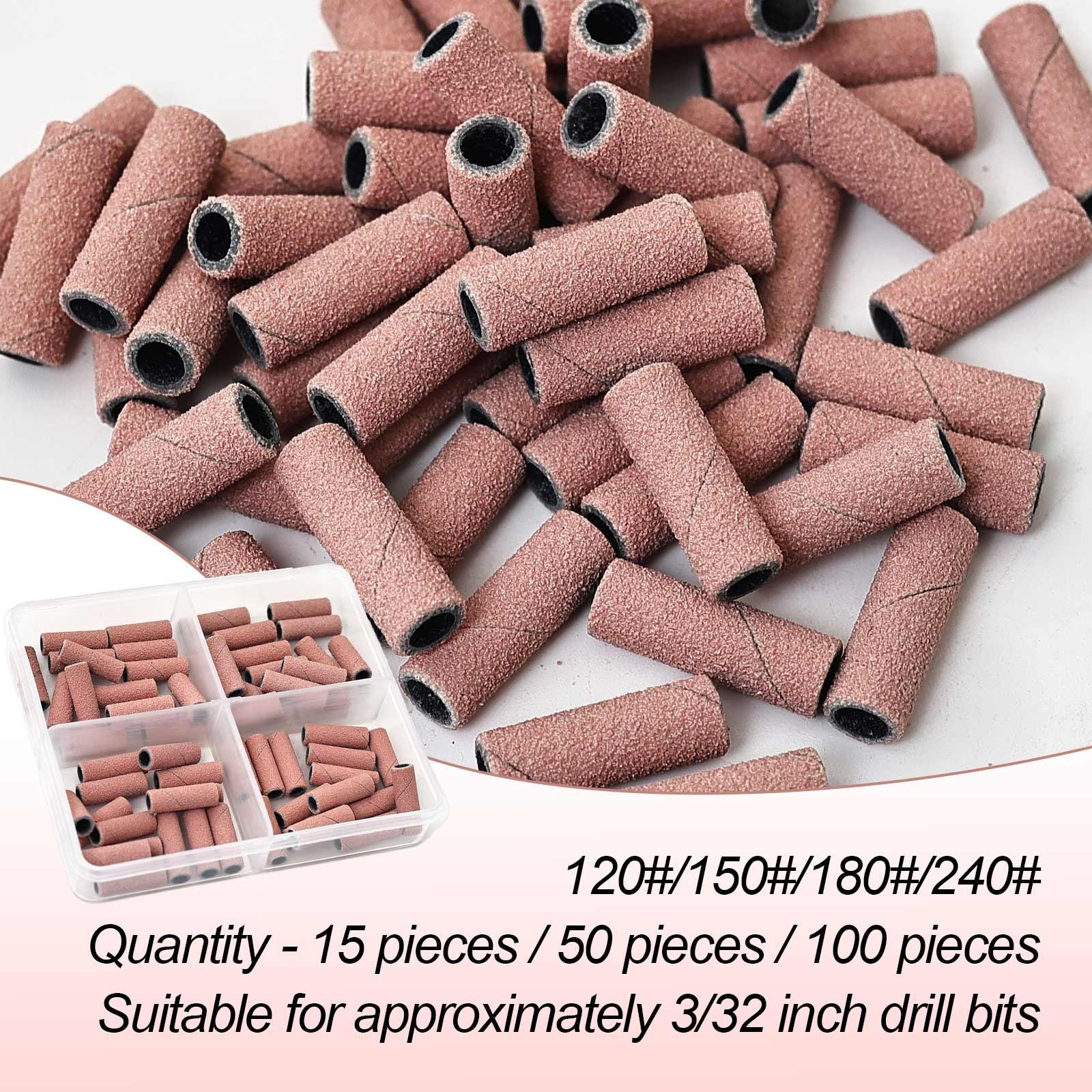 Nail Drill Bits Sanding Bands, 50/100pcs Coarse Fine 120/150/180/240 Grit, 3.1mm Mini Mandrel, Acrylic Nails Gel Manicures Pedicure
