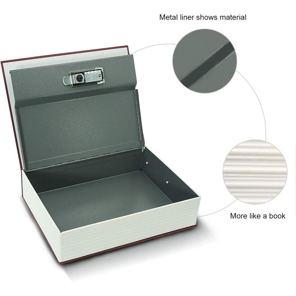 Book Shaped Jewelry Box with Combination Lock, Hidden Metal Storage Container for Rings Necklaces Earrings, Discreet Passport Cash Organizer, Large/Small Fake Book Keeper for Shelf
